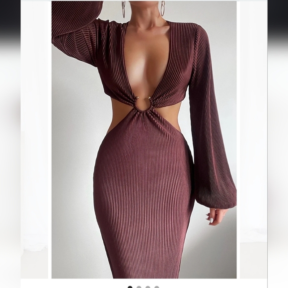 Elegant Brown Runaway The Label Cut-Out Dress - Picture 2 of 8